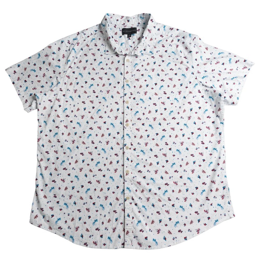 No Boundaries Button Up Short Sleeve Shirt Mens Size 3XL White Floral Foliage